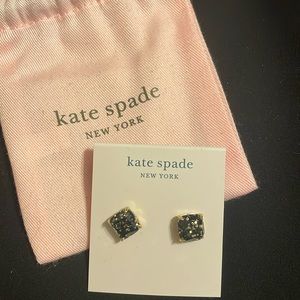NWT Kate Spade Square Black & Gold Earrings